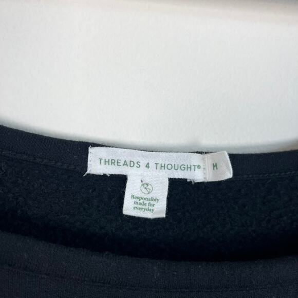 Threads 4 Thought Modal Spandex 3/4 Sleeve Square Neck Basic Top Black Size M - Picture 3 of 9